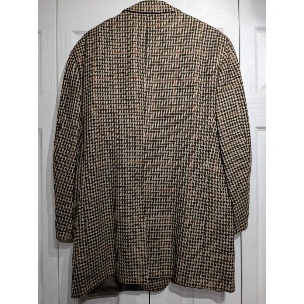Vintage Brooks Brothers Blazer Men 43 Brown Houndstooth Tweed Sport Coat 80s USA